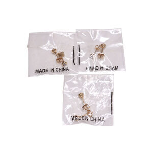 Lot Of 3 Sets Of Faux Blue Stone Push Back Stud Metal Earrings 1/2 Inches Long